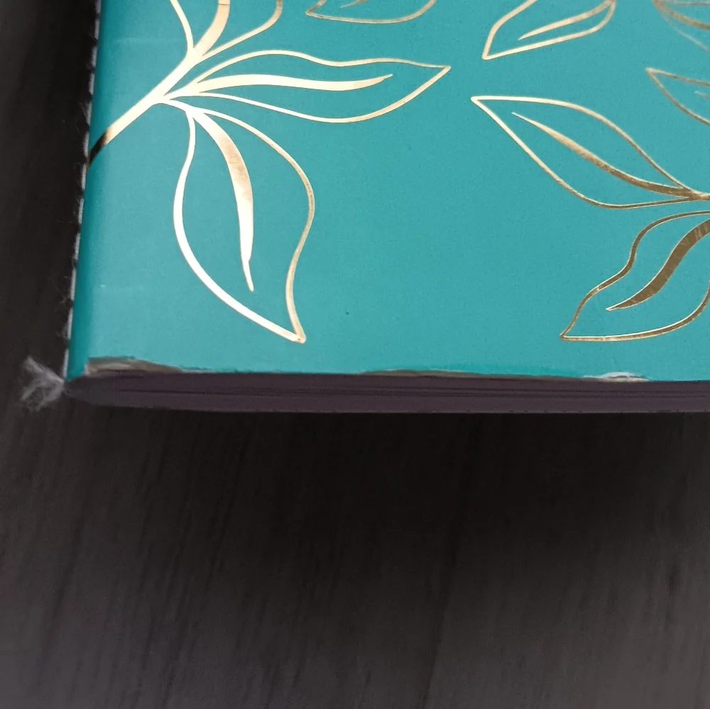 New Papyrus Lined Pages Notebook Journal Aqua Blue Gold Bird Leaves 5.5